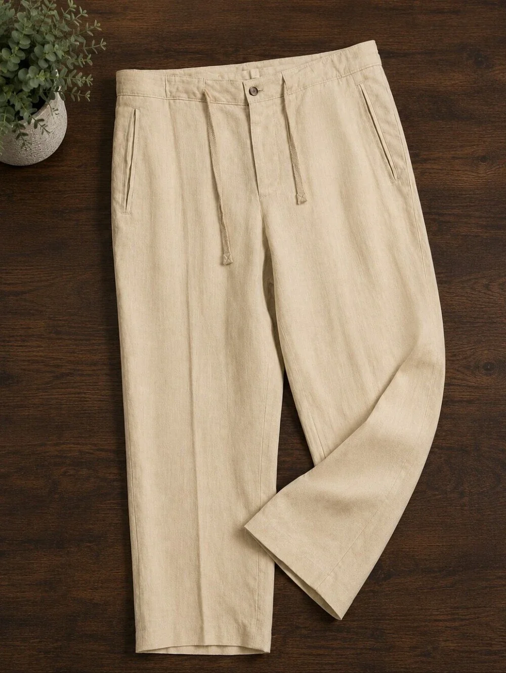 Tasso Elba NWOT Beige 100%linen Drawstring Casual Vacation Pants. Mens 36/30